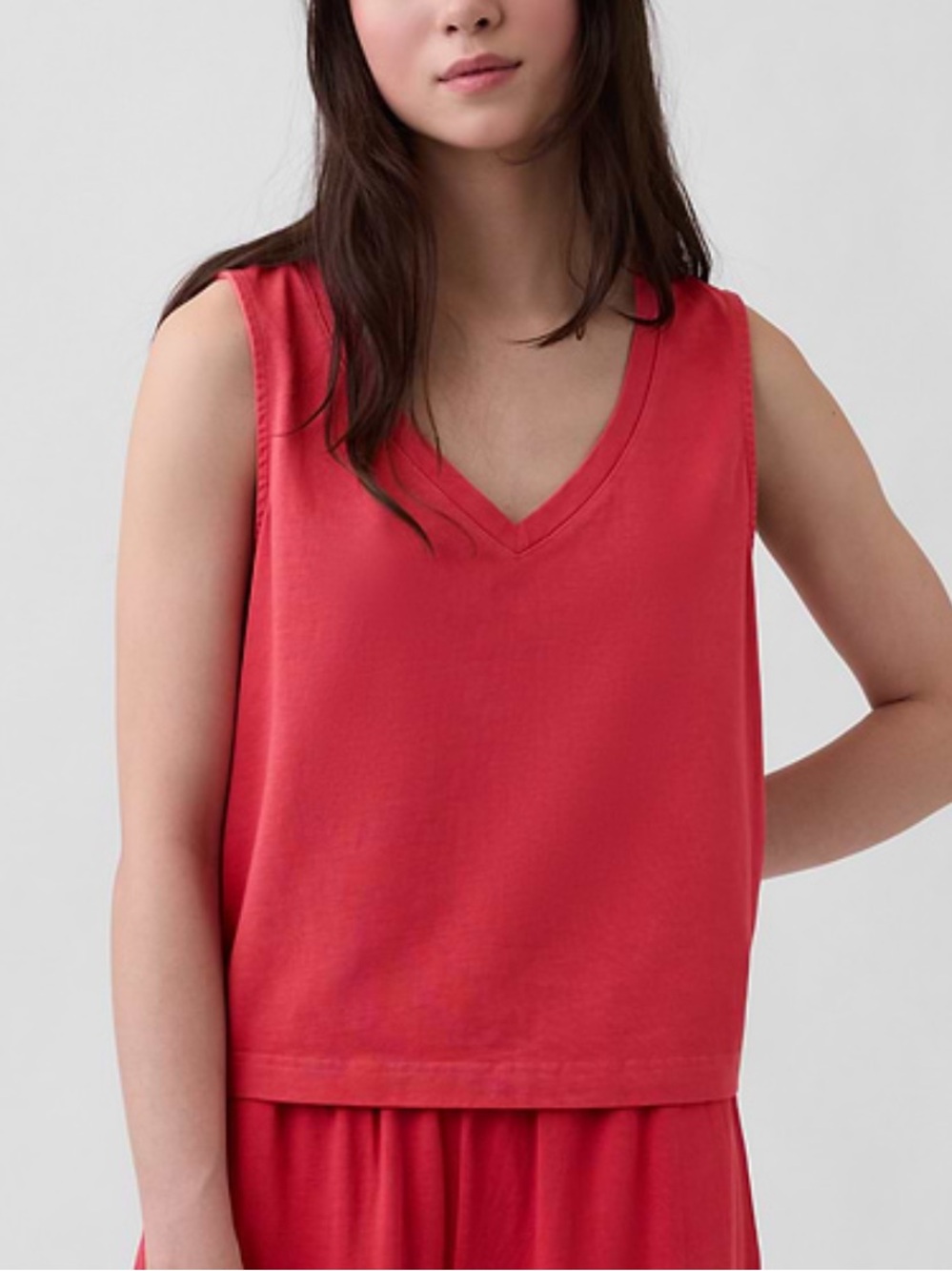 Gap Knit Crop Tank Top in Chakra Red